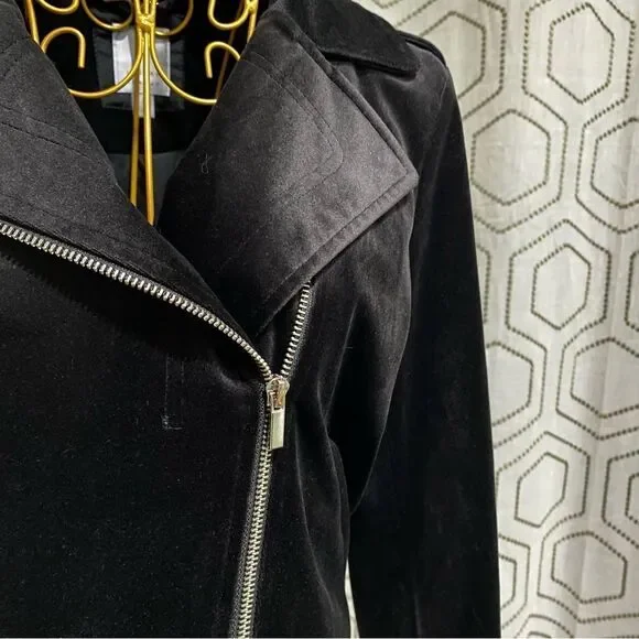 Lauren Conrad Velvet Moto zip Jacket Black Size S - Picture 3 of 10